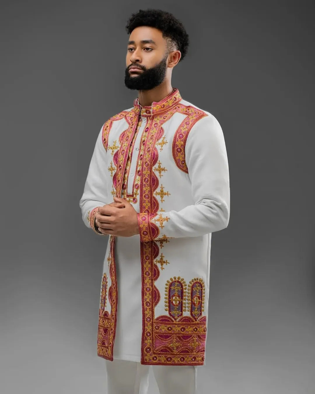 Rose Gold Habesha Couples Outfit | Modern Ethiopian Matching Set