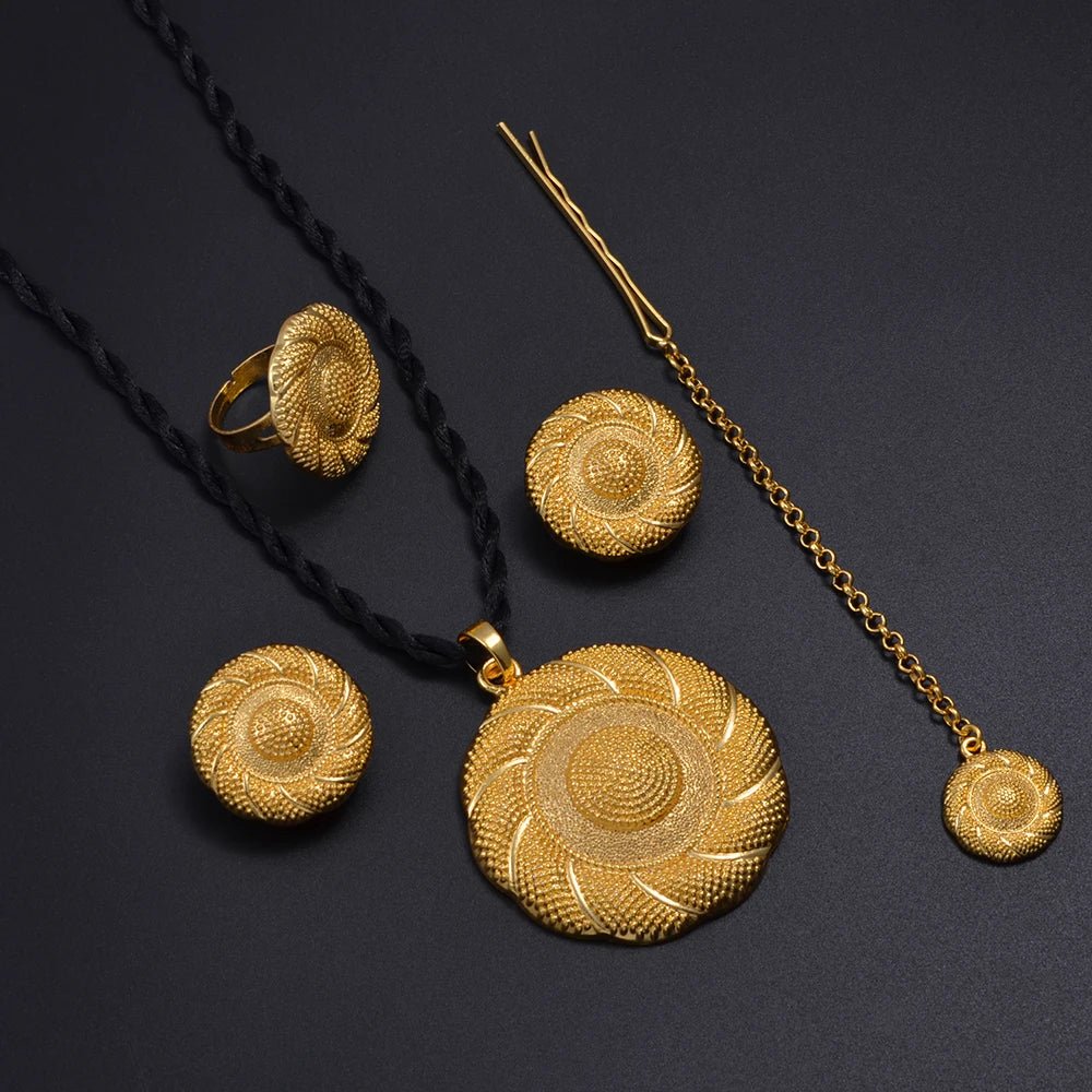 2025 Ethiopian Cross Jewelry Set | Necklace, Earrings, Ring & Forehead - Chain - EthGebya