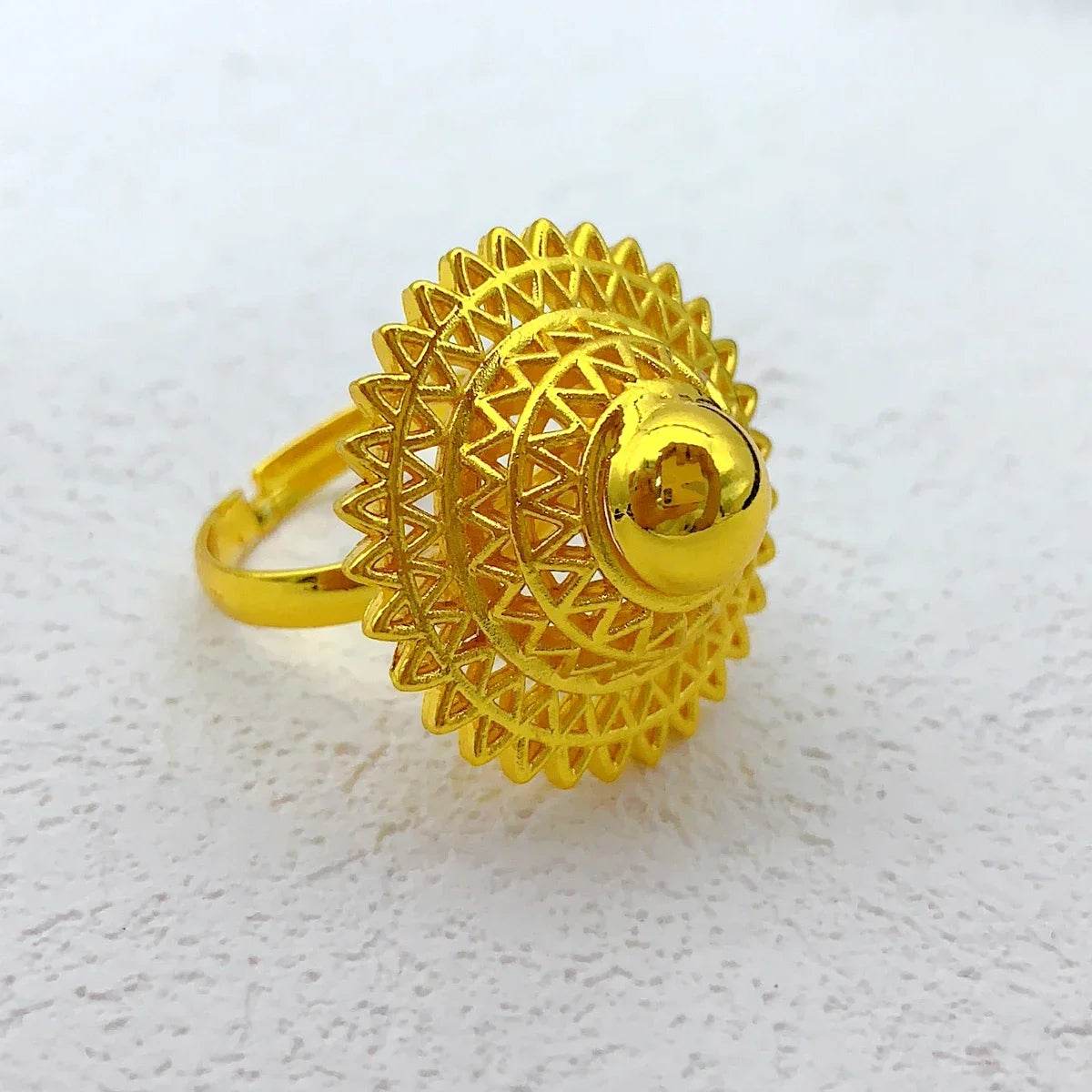 24K Gold Plated Habesha Jewelry Set, Black Rope Necklace Ethiopian & Eritrean Bridal Wedding Jewelry - EthGebya