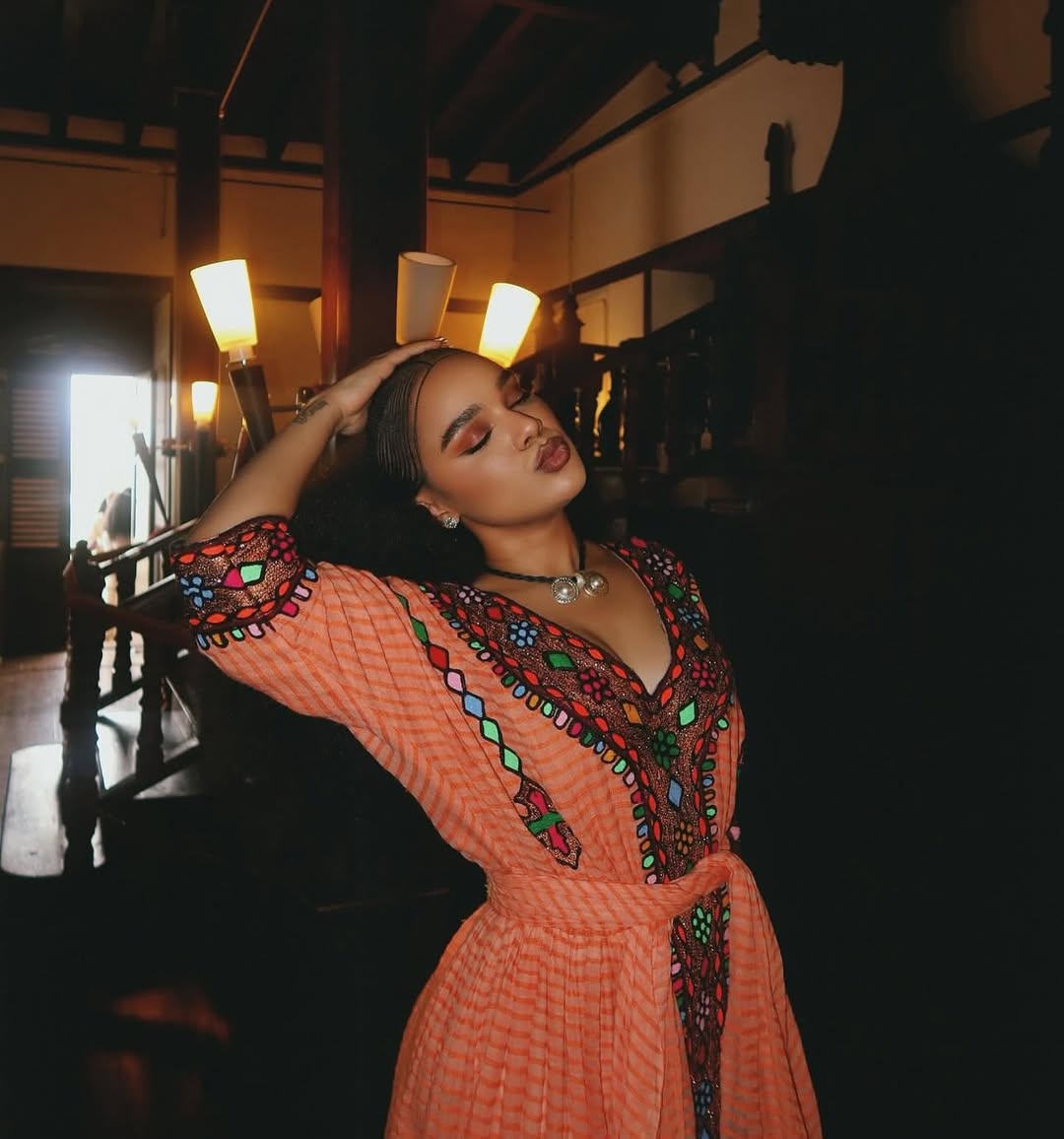 Gold Sand Ethiopian & Eritrean Axum Habesha Dress | Handwoven Kemis