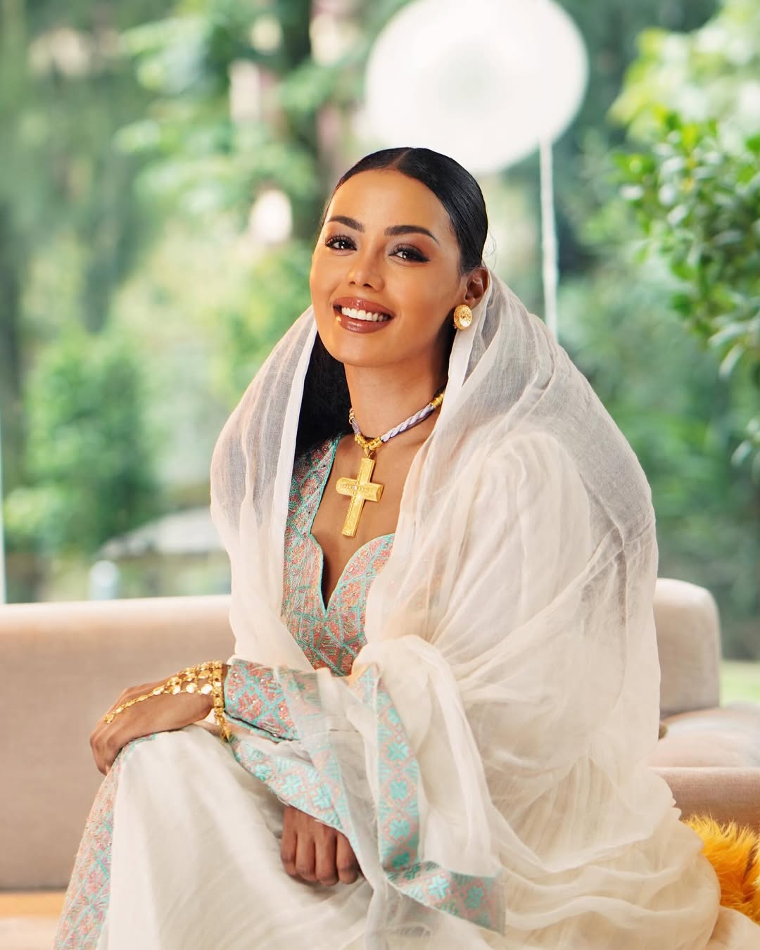 Light Green Zuria Habesha Kemis | New Handcrafted Ethiopian Dress