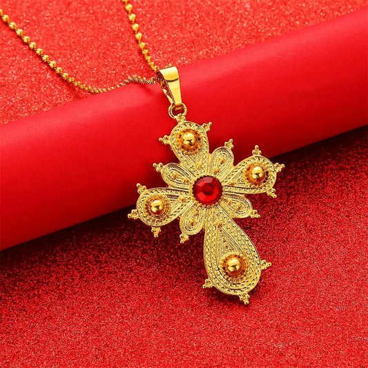 Ethiopian Big Cross Pendant Necklace | Perfect Eritrean Ethnic Jewelry