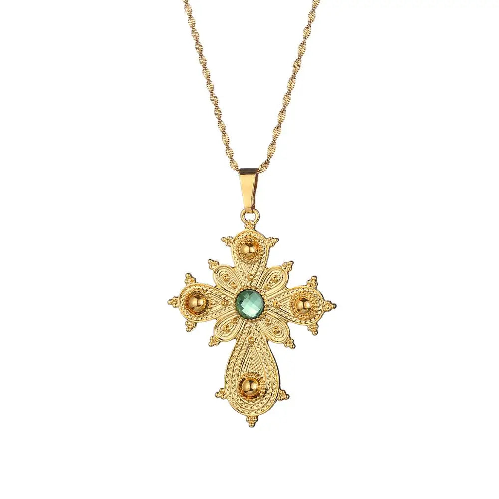 Ethiopian Big Cross Pendant Necklace | Perfect Eritrean Ethnic Jewelry