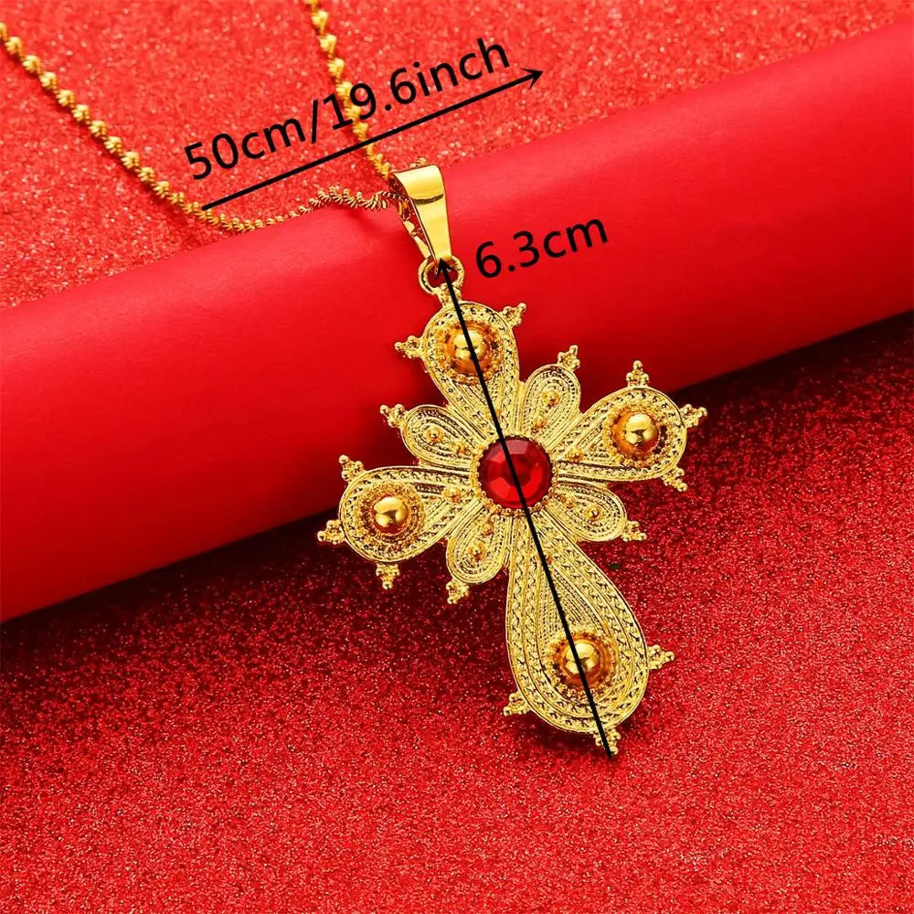 Ethiopian Big Cross Pendant Necklace | Perfect Eritrean Ethnic Jewelry