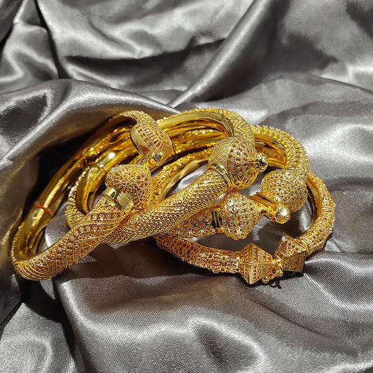 Luxury 24K Gold-Color Ethiopian Bangles | New Bridal Width Set