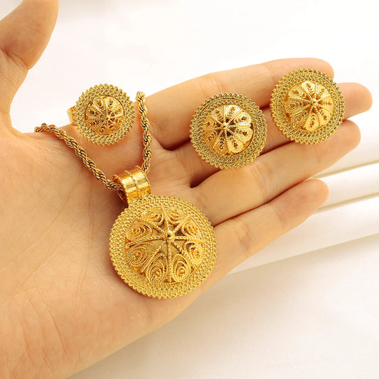 24K Gold Plated Ethiopian Jewelry Set | Elegant Eritrean Wedding Gift