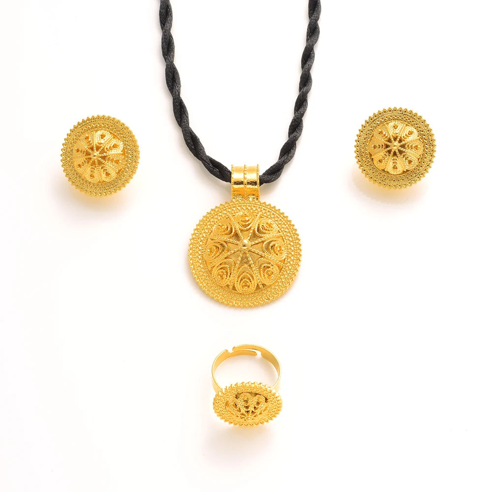24K Gold Plated Ethiopian Jewelry Set | Elegant Eritrean Wedding Gift
