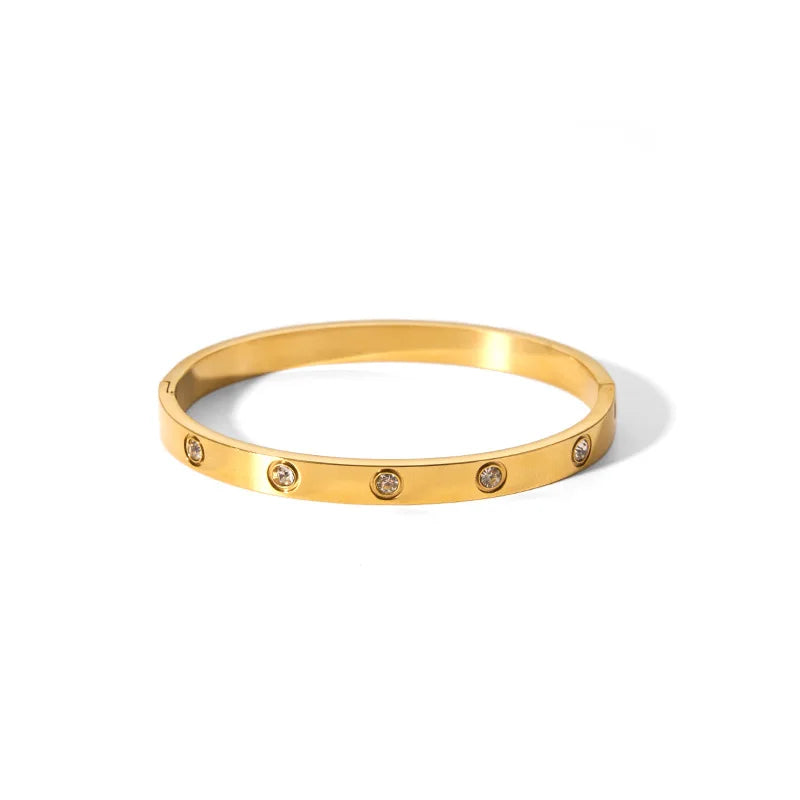 Waterproof Cubic Zirconia Bangles | Luxury Stainless Steel Bracelets