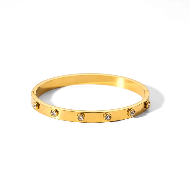 Waterproof Cubic Zirconia Bangles | Luxury Stainless Steel Bracelets