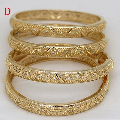 White Rhinestone Ethiopian Bangles | Luxury Habesha Gold Bridal Jewelry