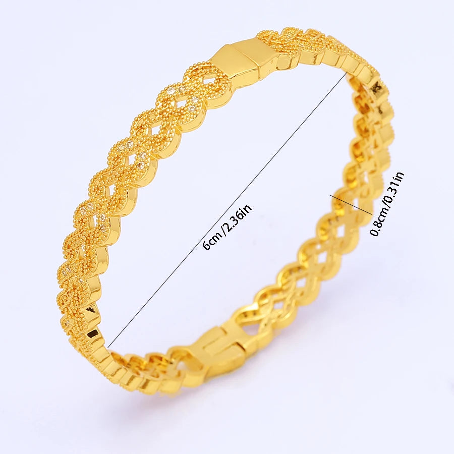 White Rhinestone Ethiopian Bangles | Luxury Habesha Gold Bridal Jewelry