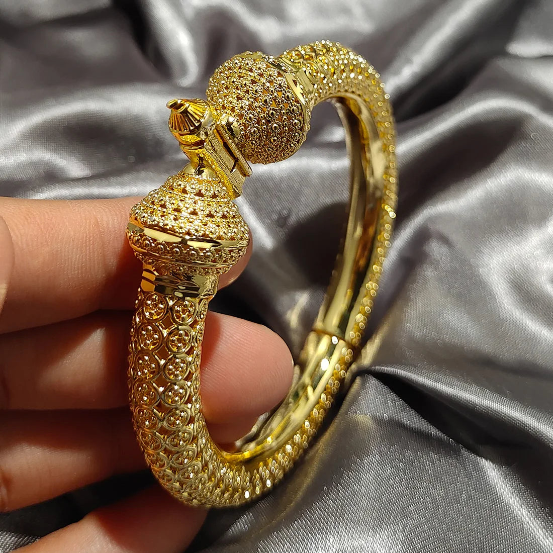 Luxury 24K Gold-Color Ethiopian Bangles | New Bridal Width Set