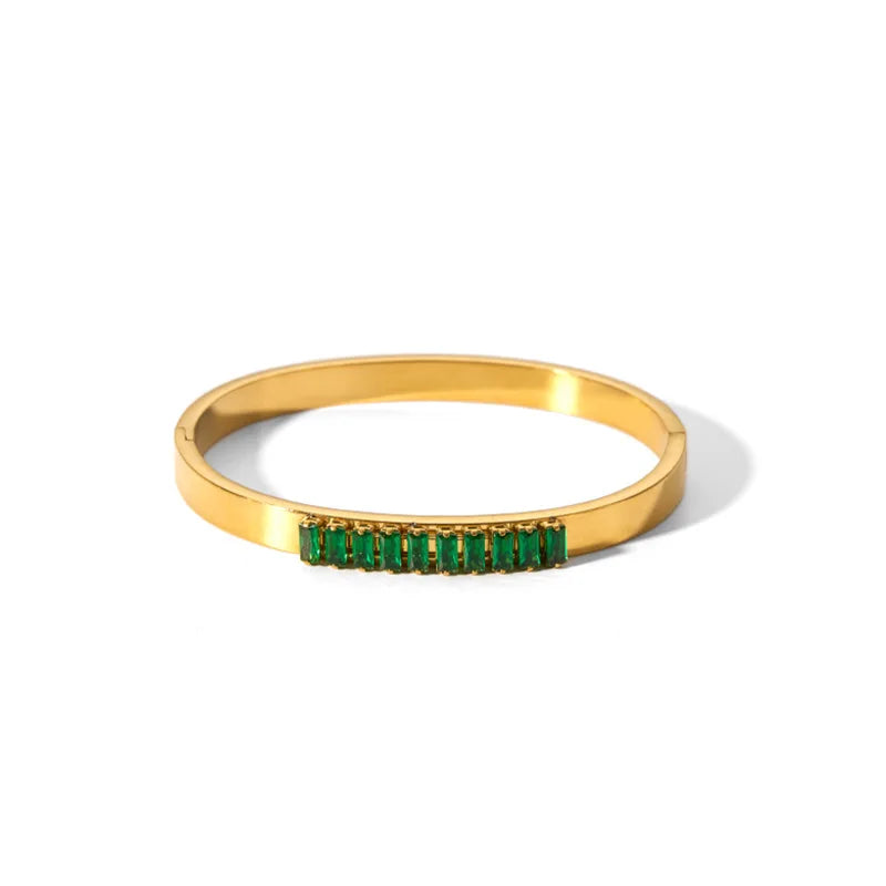 Waterproof Cubic Zirconia Bangles | Luxury Stainless Steel Bracelets