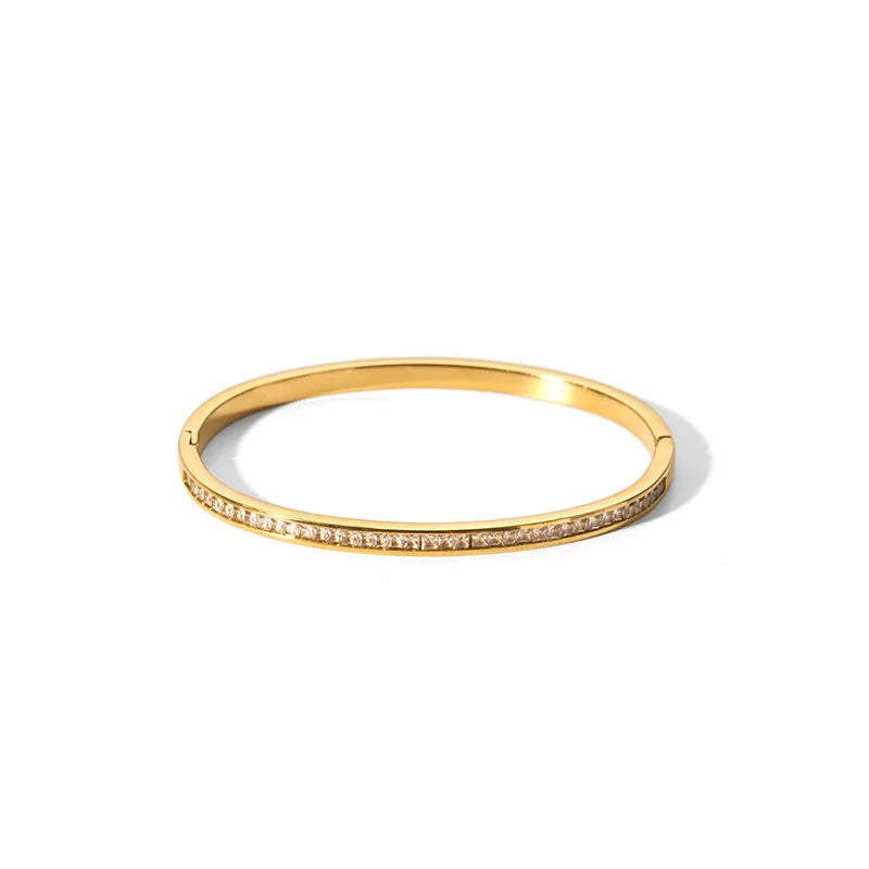 Waterproof Cubic Zirconia Bangles | Luxury Stainless Steel Bracelets
