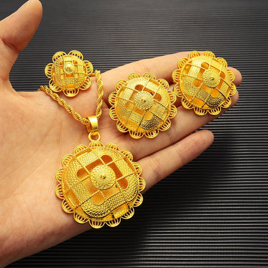 24K Gold Plated Ethiopian Jewelry Set | Bridal Habesha Accessories