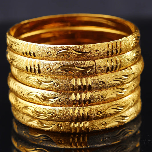 Golden 6-Piece Ethiopian Bracelets Set | Girls & Women Fashion Jewelry Gift