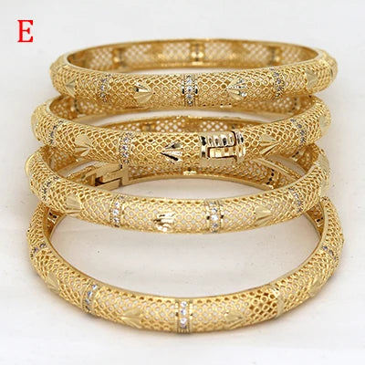 White Rhinestone Ethiopian Bangles | Luxury Habesha Gold Bridal Jewelry
