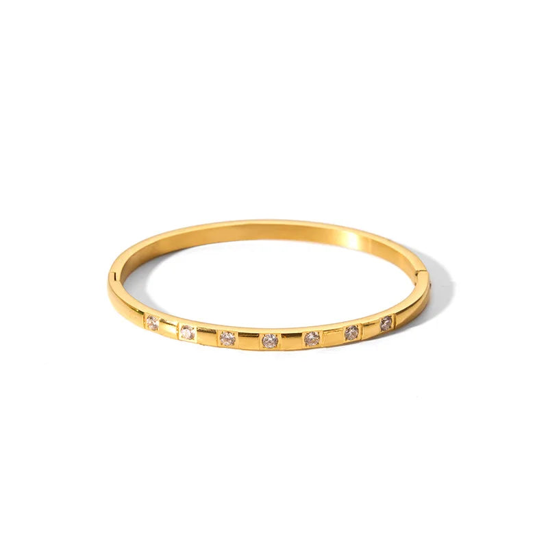 Waterproof Cubic Zirconia Bangles | Luxury Stainless Steel Bracelets