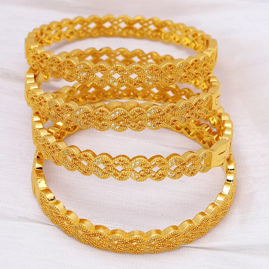 White Rhinestone Ethiopian Bangles | Luxury Habesha Gold Bridal Jewelry