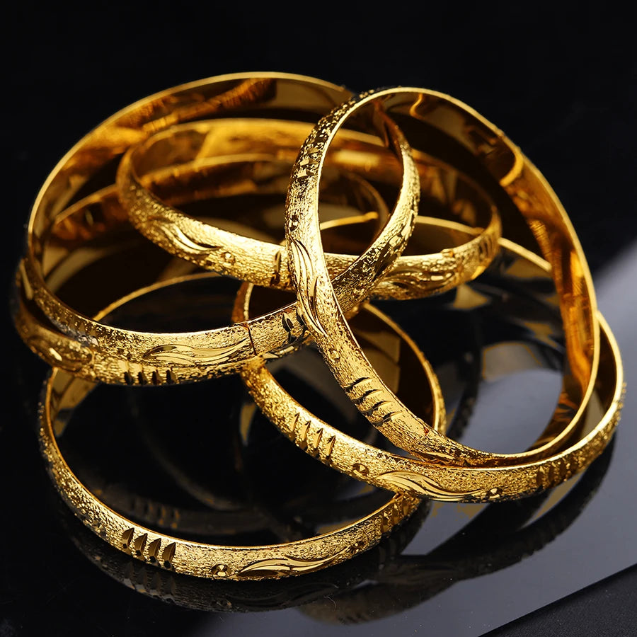 Golden 6-Piece Ethiopian Bracelets Set | Girls & Women Fashion Jewelry Gift
