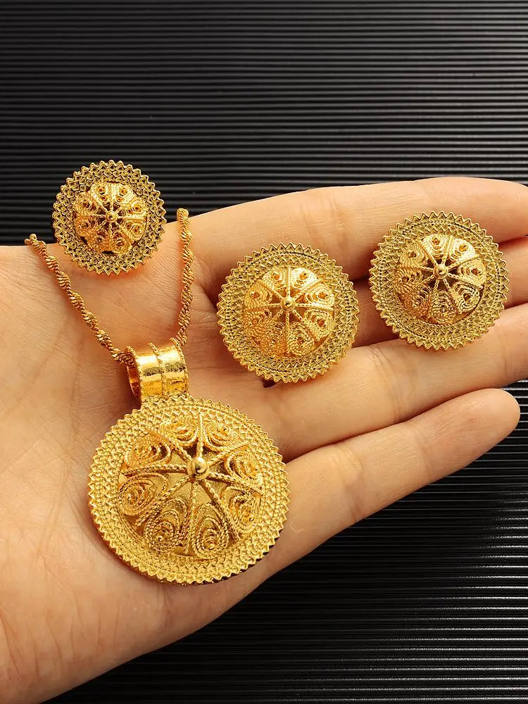 24K Gold Plated Ethiopian Jewelry Set | Elegant Eritrean Wedding Gift