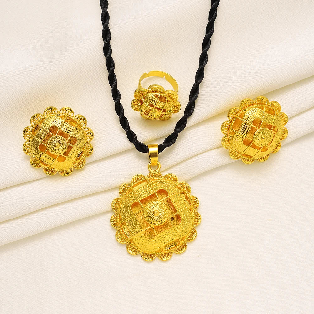 24K Gold Plated Ethiopian Jewelry Set | Bridal Habesha Accessories