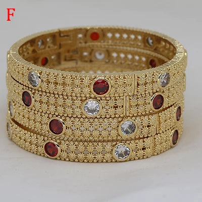 White Rhinestone Ethiopian Bangles | Luxury Habesha Gold Bridal Jewelry