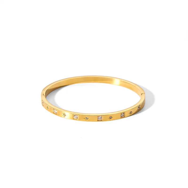 Waterproof Cubic Zirconia Bangles | Luxury Stainless Steel Bracelets