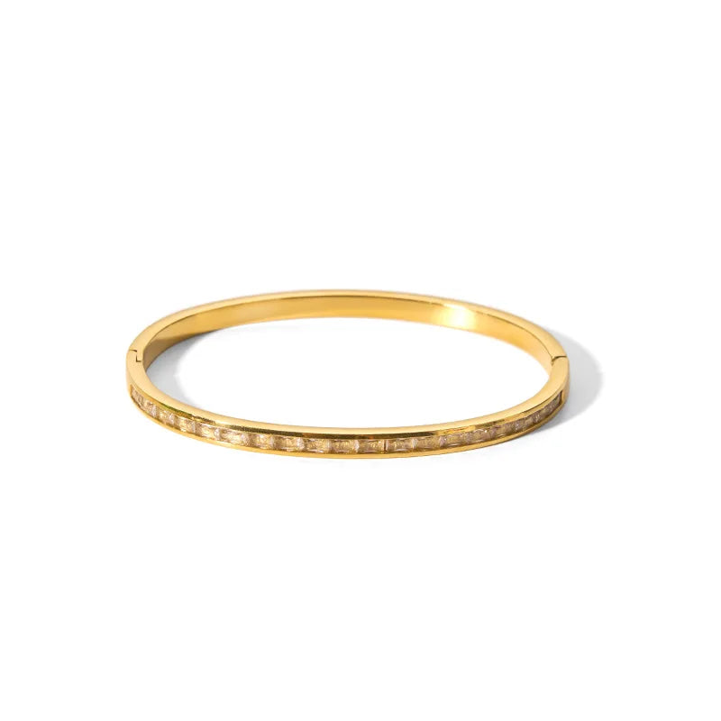 Waterproof Cubic Zirconia Bangles | Luxury Stainless Steel Bracelets