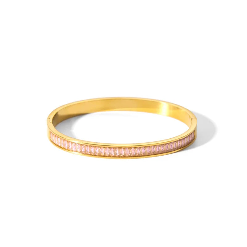 Waterproof Cubic Zirconia Bangles | Luxury Stainless Steel Bracelets