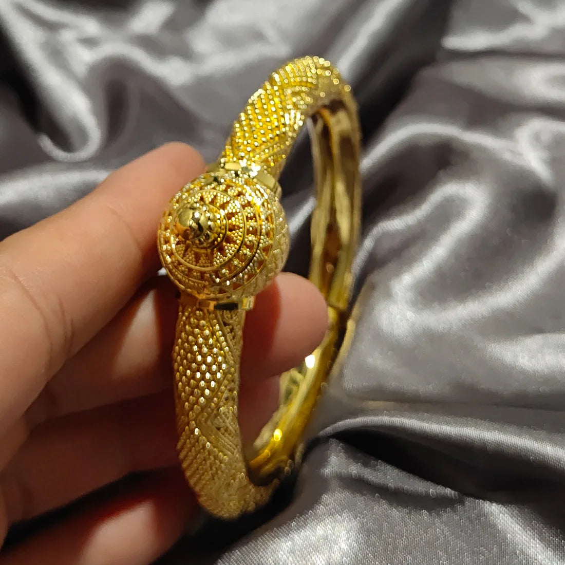 Luxury 24K Gold-Color Ethiopian Bangles | New Bridal Width Set