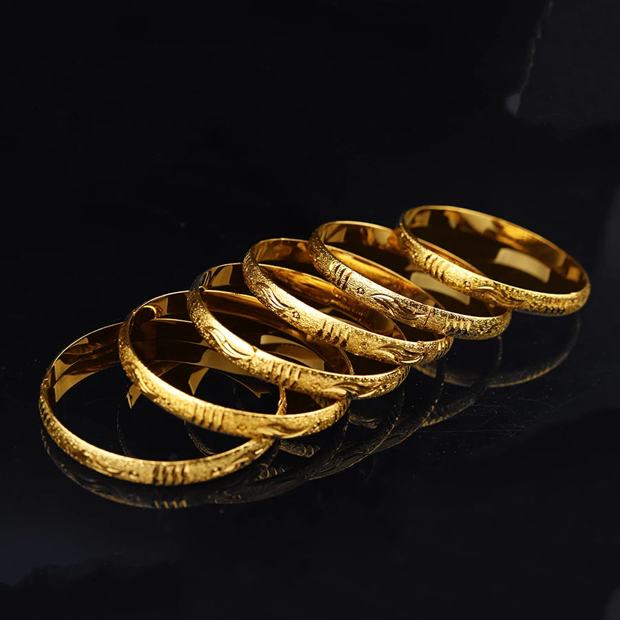 Golden 6-Piece Ethiopian Bracelets Set | Girls & Women Fashion Jewelry Gift