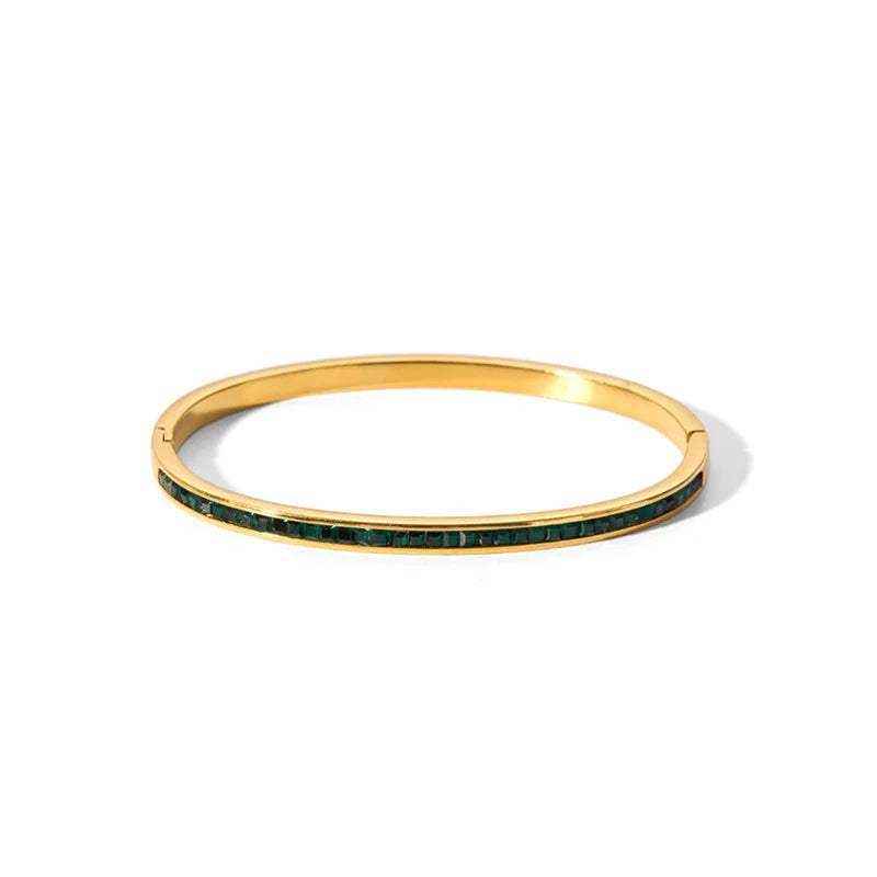 Waterproof Cubic Zirconia Bangles | Luxury Stainless Steel Bracelets