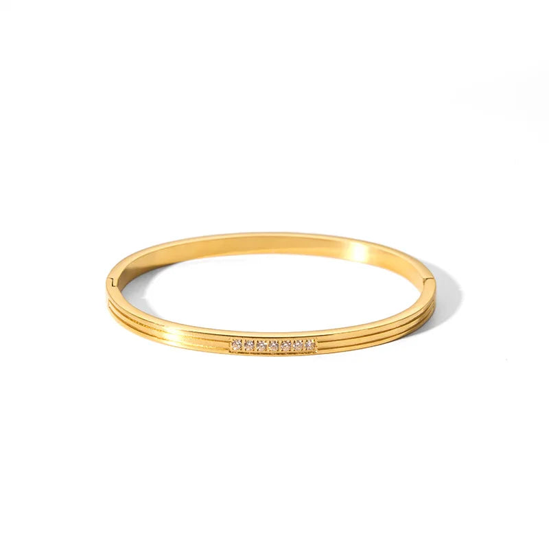 Waterproof Cubic Zirconia Bangles | Luxury Stainless Steel Bracelets