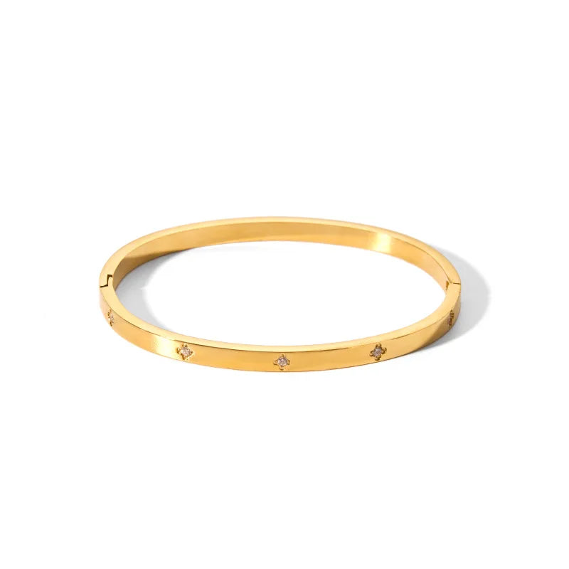 Waterproof Cubic Zirconia Bangles | Luxury Stainless Steel Bracelets