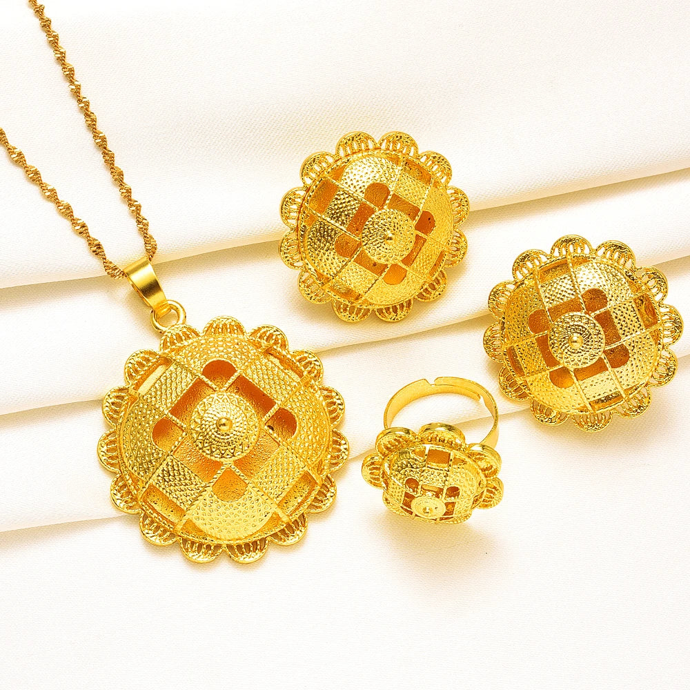 24K Gold Plated Ethiopian Jewelry Set | Bridal Habesha Accessories