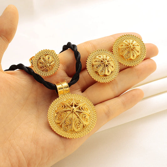 24K Gold Plated Ethiopian Jewelry Set | Elegant Eritrean Wedding Gift
