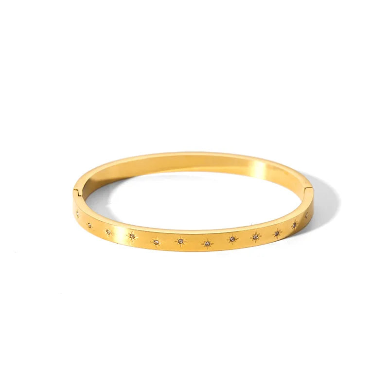 Waterproof Cubic Zirconia Bangles | Luxury Stainless Steel Bracelets