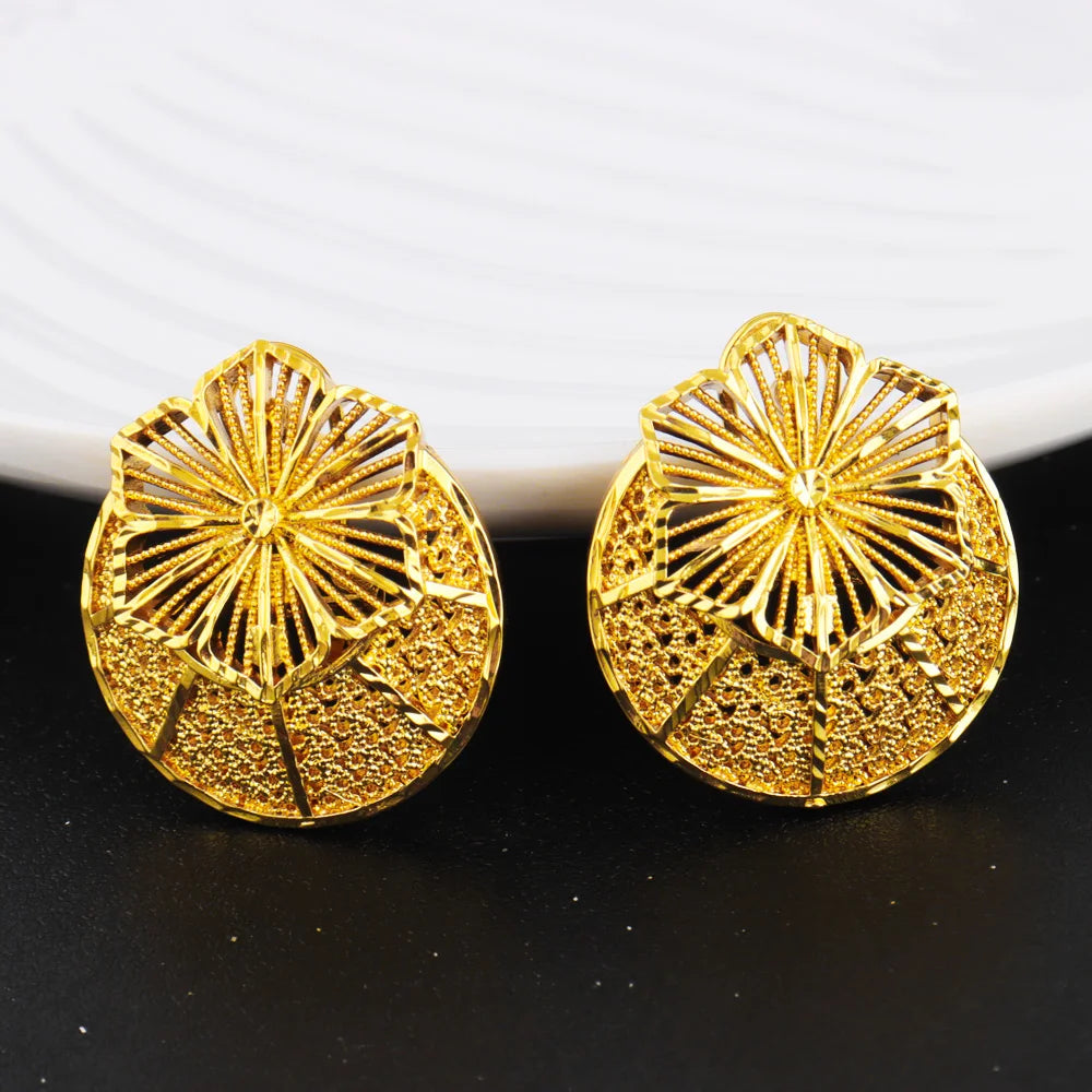 Gold Color Ethiopian Jewelry Set | Bridal Necklace & Earrings Gift