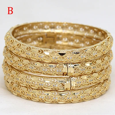 White Rhinestone Ethiopian Bangles | Luxury Habesha Gold Bridal Jewelry