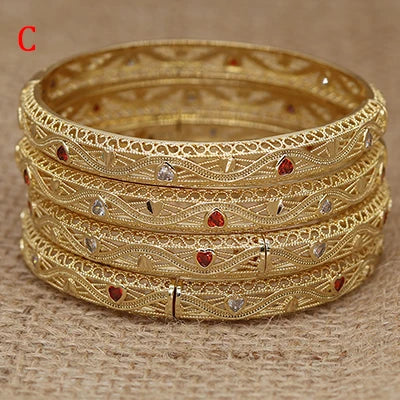 White Rhinestone Ethiopian Bangles | Luxury Habesha Gold Bridal Jewelry