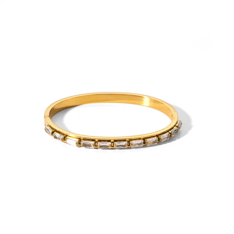Waterproof Cubic Zirconia Bangles | Luxury Stainless Steel Bracelets