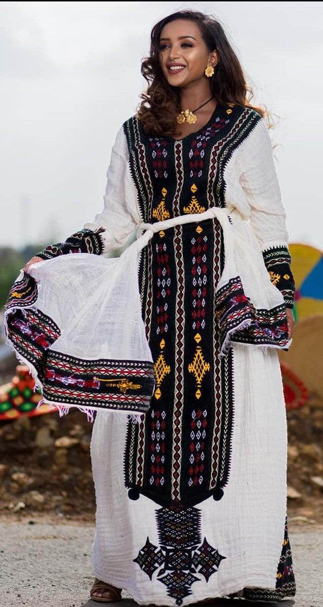 Authentic Ethiopian Dress from Axum | Fetil Habesha Kemis – የአክሱም ፈትል ቀሚስ - EthGebya