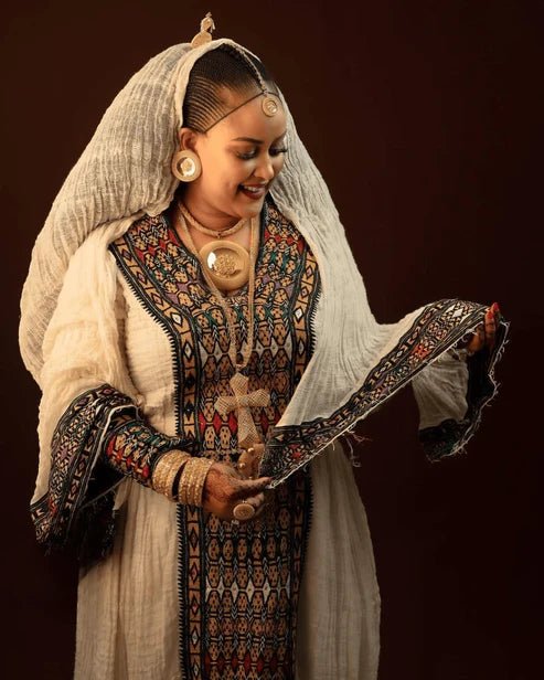 Axum Habesha Kemis | Elegant Ethiopian & Eritrean Embroidered Dress - EthGebya