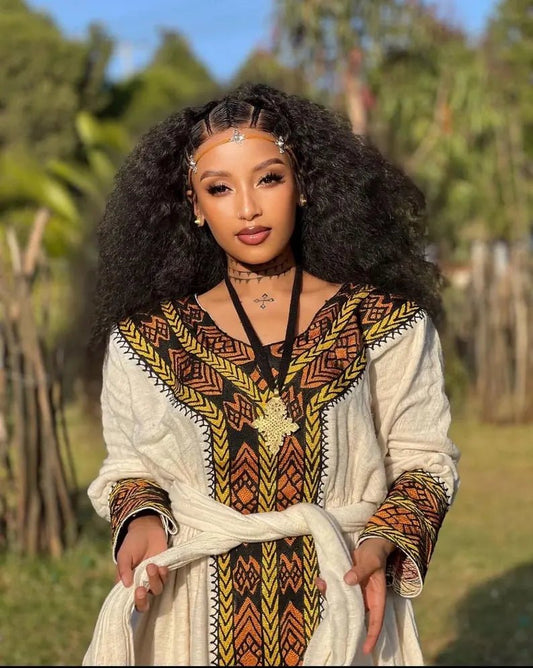 Axum Signature Kemis | Handcrafted Ethiopian Dress - EthGebya