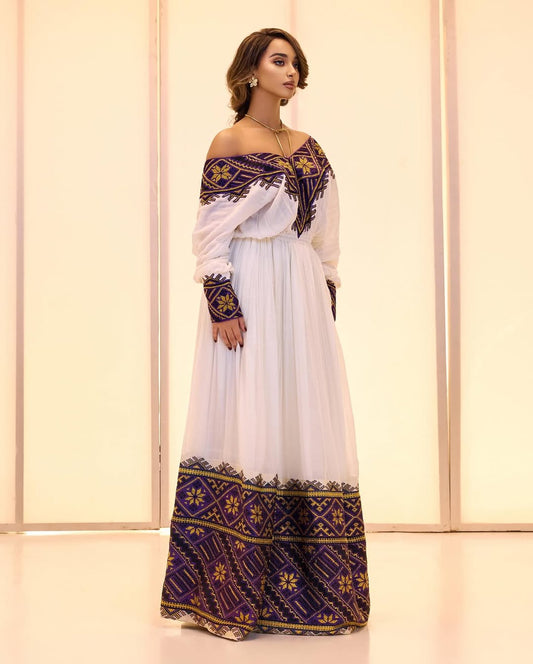 Elegant Zuria Habesha Kemis | Modern Ethiopian Traditional Dress - EthGebya