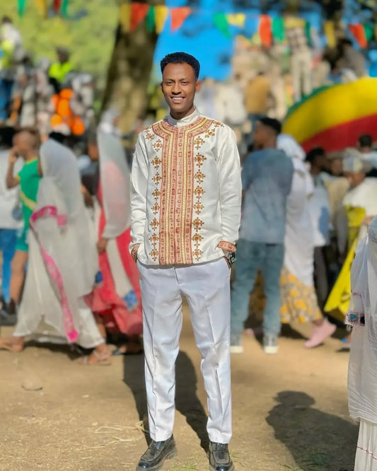 Stylish Ethiopian Men’s Shirt | Modern Habesha Traditional Wear