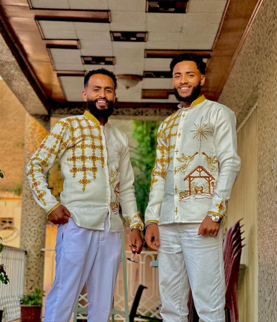 Modern Gold Habesha Men’s Shirt | Luxury Ethiopian Cultural Wear