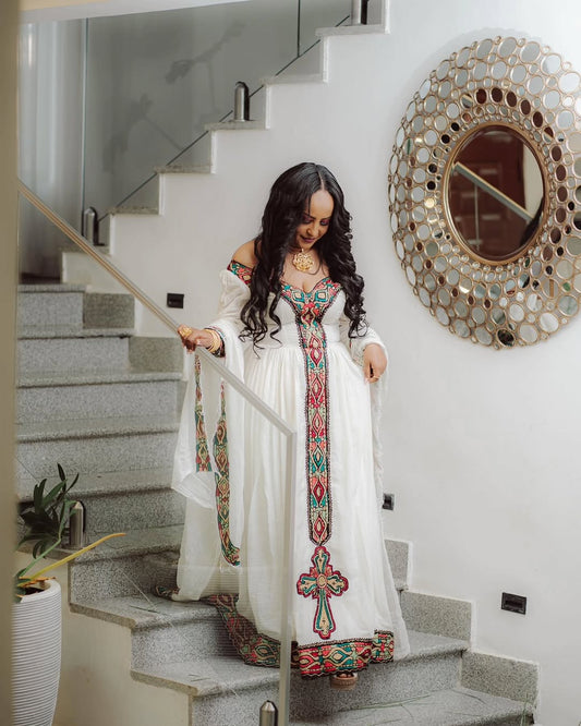 Beautiful Multicolor Zuria Habesha Kemis | New Ethiopian Dress