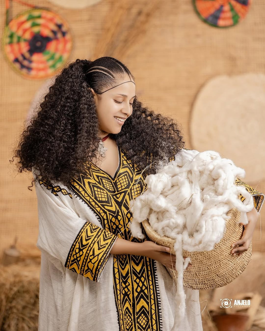 Gondar Fetil Yellow Tibeb Dress | Lightweight Modern Habesha Kemis